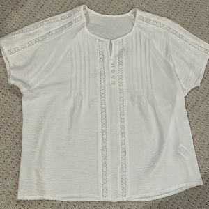 Cupshe size large, white, Lacey, short sleeve top